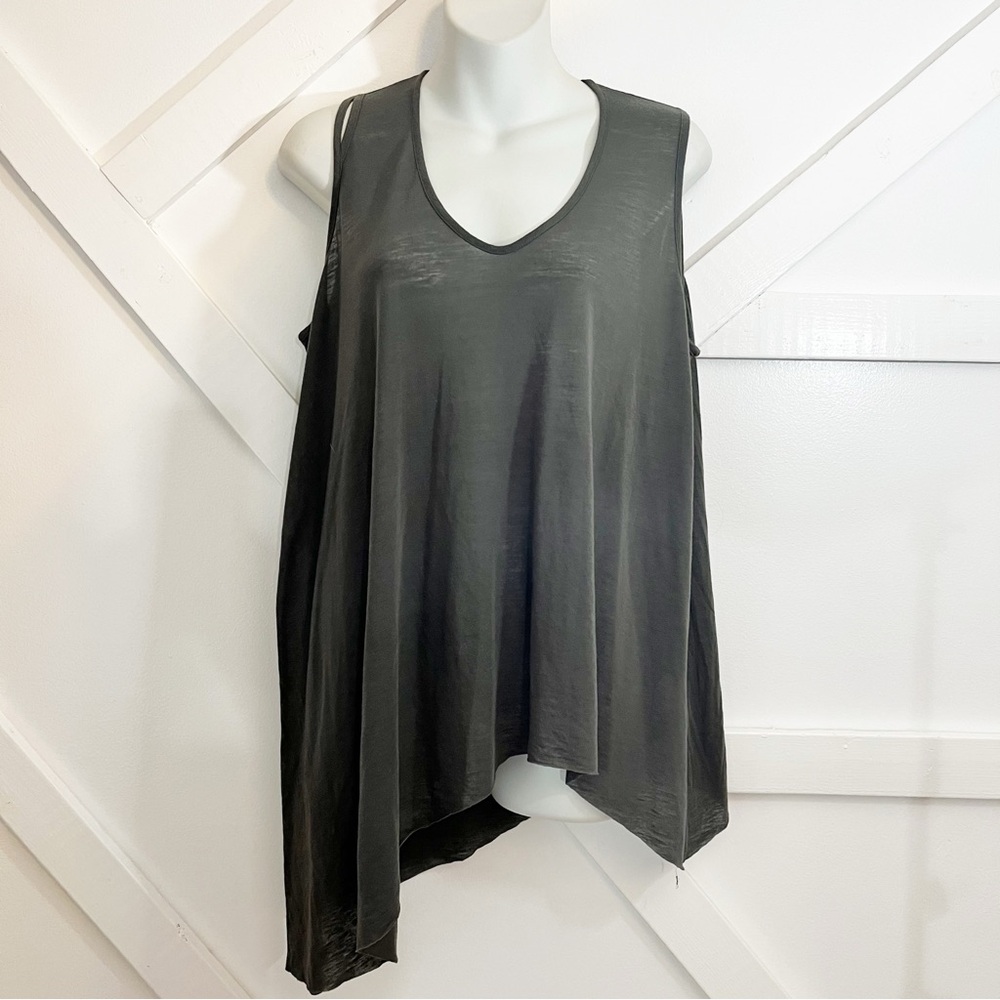 Helmut Lang Charcoal Asymmetrical Tank Top